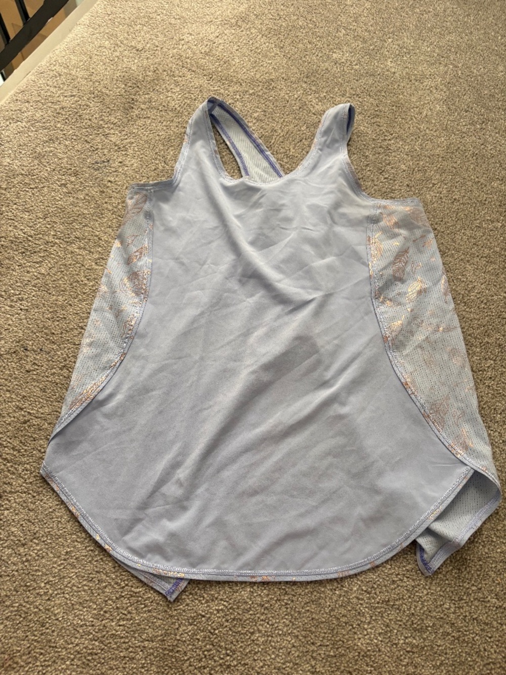 Ivivva by Lululemon Free To Run Tank Top Lavender Rose Gold Metallic Size 14